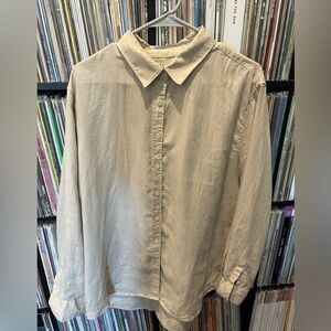 Quince Linen Long Sleeved Linen Shirt Natural Beige XL Womens